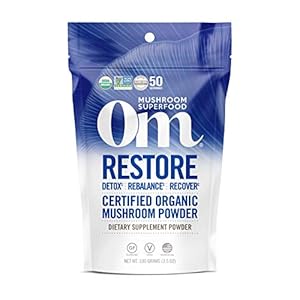 Om Mushroom Superfood Restore Blend Mushroom Powder Superfood Supplement, 3.5 Ounce, 50 Servings, Mushroom Blend…