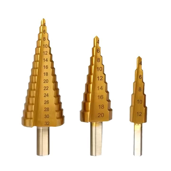 Sivitec 3PCS Step HSS 4341 Metric Round Shank Spiral Flute Step Tapered Drill Cone Bit Set for Metal Tube Sheet Wood Plastic Drilling 4-12mm - Image 3