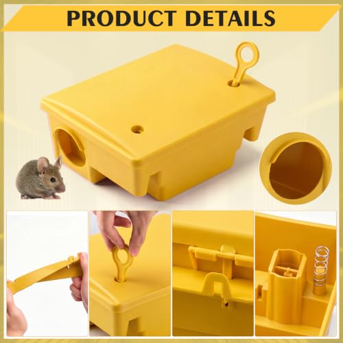 Image of Qualirey 12 Packs Rat Bait Stations Rodent Traps Outdoor Indoor, Yellow