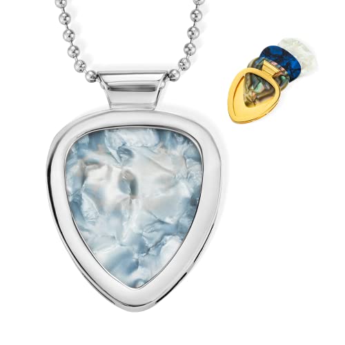 Guitar Pick Holder Necklace Custom Back Engraved Guitar Pick Holder Pendant necklace Gift for Him/Her Music Guitar Player Lover (3 pieces guitar picks including)