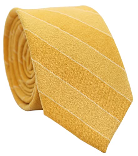 Image of BELLUNO Men's 2.5 inch Skinny Solid Cotton Linen Ties