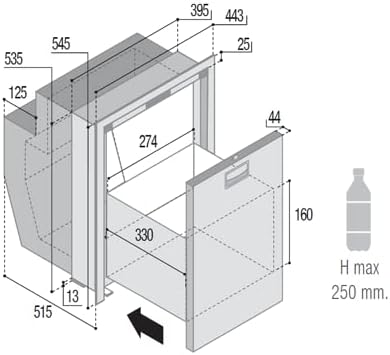 Refrigerator with Freezer Drawer, Stainless Steel, Single Compartment, Silver, 0402-0057