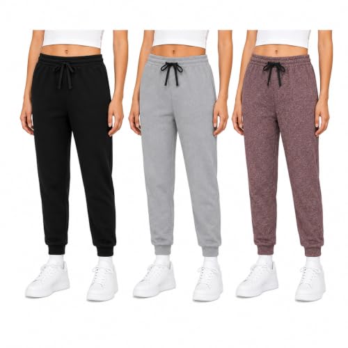 Image of Sweet Hearts Girls Sweatpants - 3 Pack Super Soft Performance Jogger Girls Pants: Made in USA (Sizes 5-18)