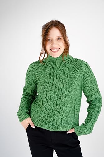 Image of SAOL Women's Wool Sweater Irish Cable Knit Jumper Made in Ireland
