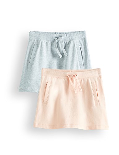 Marca Amazon - RED WAGON Falda de Algodón Casual Niña, Pack de 2, Multicolor (Pink & Grey), 128, Label:8 Years
