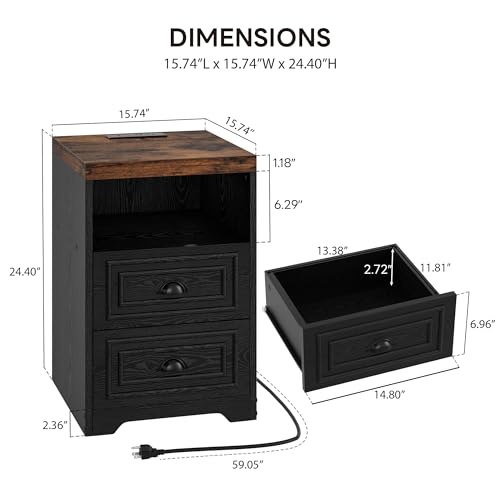 image for LIKIMIO Farmhouse Bedroom Set, Power Strip, 4 Pieces Bedroom Furniture