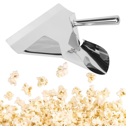 Kukyller Stainless Steel French Fry Popcorn Scoop, French Fry Popcorn Scoop Stainless Steel Quick Fill Commercial Bagger with Single Handle for Snacks Desserts Ice