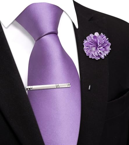Image of Hi-Tie Pretied Boys Ties Solid Color Kids Adjustable Necktie Lapel Pin Clip Set Age 8-12 Wedding School Graduation