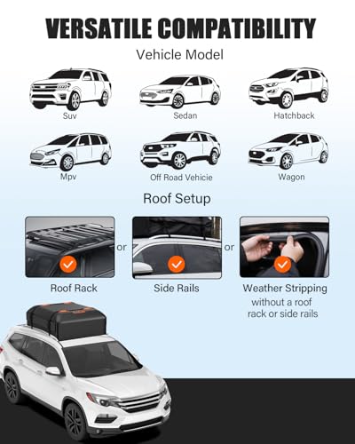 Kimevan KEUSAM-CRBB-BK00-PV0015 Waterproof Rooftop Cargo Carrier, Upgrade Waterproof Design Luggage Roof Rack Soft Cargo Bag 15 Cubic Feet For All Cars With/Without Rack, Includes Anti-Slip Mat, 2 Reinforced Straps thumb #5