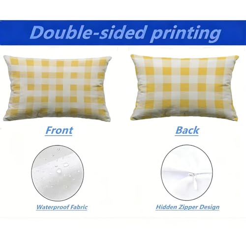 Housse de coussin de jardin résistant aux UV et à la pluie jaune 60x90