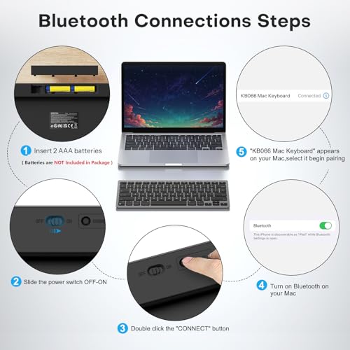 OMOTON Wireless Keyboard for Mac, Ultra-Slim Bluetooth Keyboard with Stable Connection, Compatible with iMac, iMac Pro, MacBook Pro/Air, Mac mini Laptop, Black Grey by OMOTON - Image 6