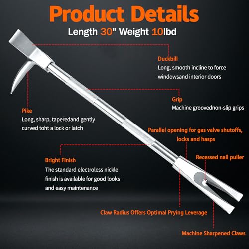 30 Inch Carbon Steel Halligan Bar