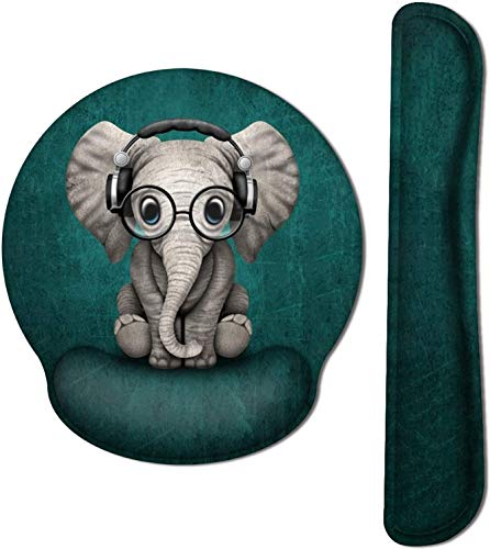 Haocoo Tapis de Souris,et Pad de Clavier avec Repose Poignet en Gel avec Souple Mousse à Mémoire de pour Ordinateur Portable, Bureau,Office,Game/Gaming (éléphant) Cover