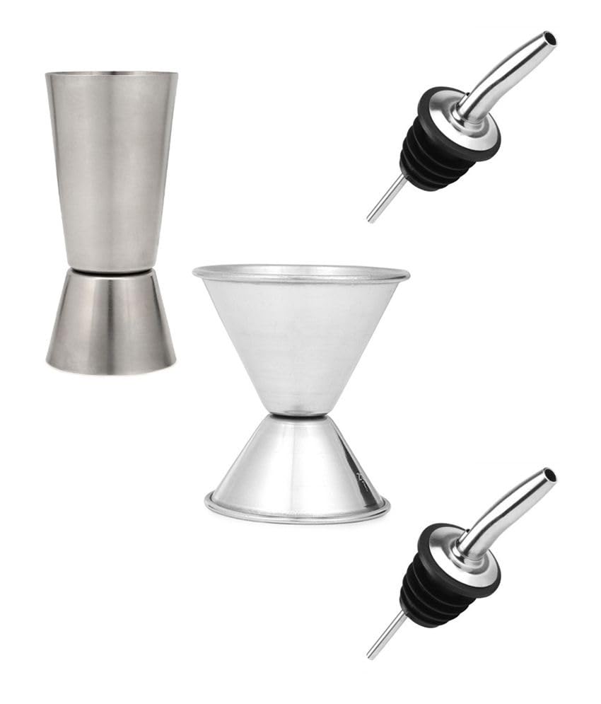 Dynore Stainless Steel Set of 2 Double Sided Peg Measure with Set of 2 Stainless Steel Wine Pourer/Pour Spout-picture-48