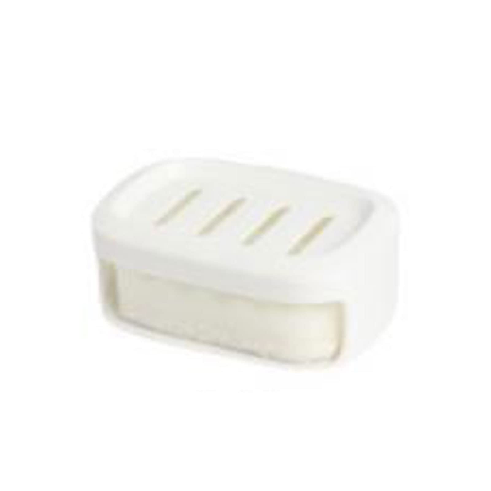 JINGYAN Soap Dishes Thickened Plastic Drain Soap Box With Sponge Dual-use Holder(White)