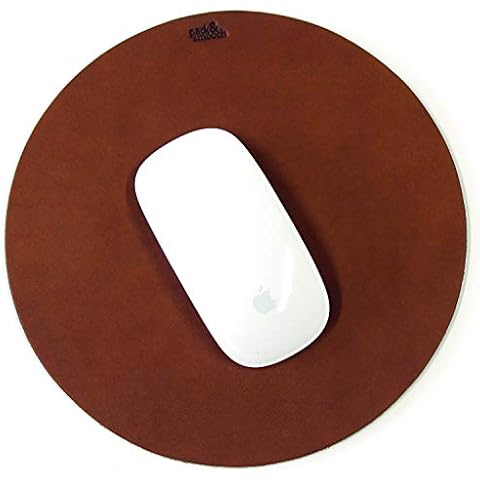Pack & Smooch Leather Mouse Pad with Anti-Slip Natural Rubber Backside- Vegetable Tanned Leather Light Brown Cover