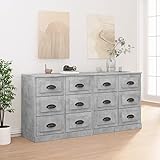 Festnight Set 2 Piezas Aparador para Salón Armario de Almacenamiento Aparador Alacena de Cocina, Aparador de Cocina, Armario Auxiliar de Almacenaje para Cocina Dormitorio Gris hormigón#2