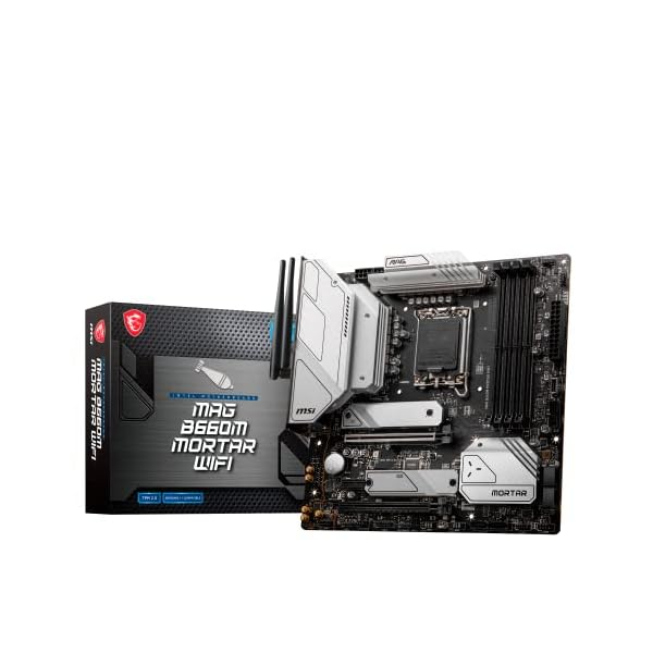MSI mag B660M Mortar WIFIPlaca Base Micro-ATX - Admite Procesadores Intel Core 12th Gen, LGA 1700 – Dual Channel DDR5, 1 Ranura PCIe 4.0x16, 1 Ranura PCIe 3.0 x16, LAN 2.5G, Wi-Fi 6E (7D42-007R)