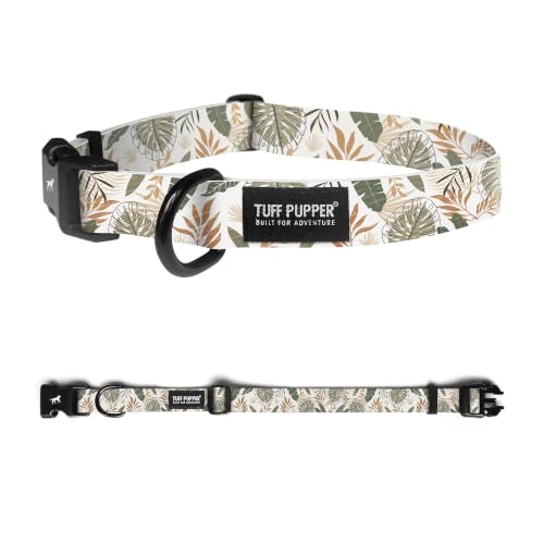 Image of Tuff Pupper Premium Adjustable Dog Collar, Stylish Pattern Collars Designed in USA, Quick Release Buckle, Palm Grove XL (1.25 Inch Wide x 20-30 Inch Neck)