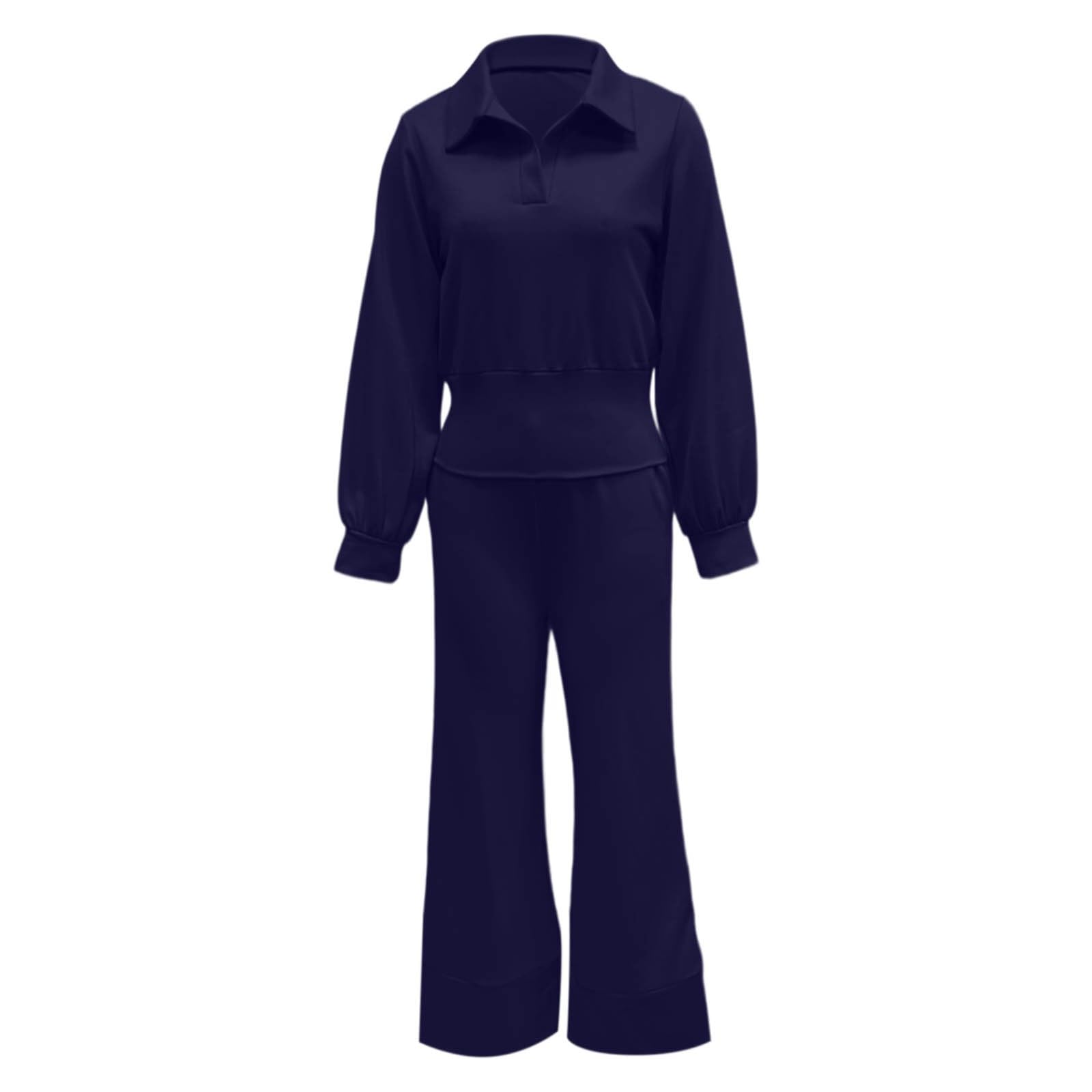 Genérico Zweiteiliges Jogging-Set, langärmelig, Sweatshirt mit Reißverschluss, Jogginghose mit breitem Bein, Sportbekleidung aus Baumwolle, mit Taschen für Laufen und Yoga