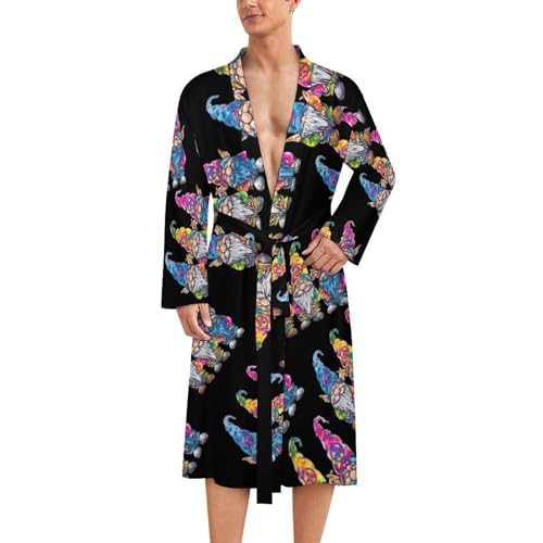 Peace Gnome Men's Bathrobes Soft Long Robe Lightweight Nightgown Sleepwear Loungewear