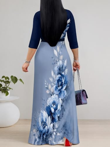 Image of Women's 3 /4 Sleeve Maxi Dress with Pockets