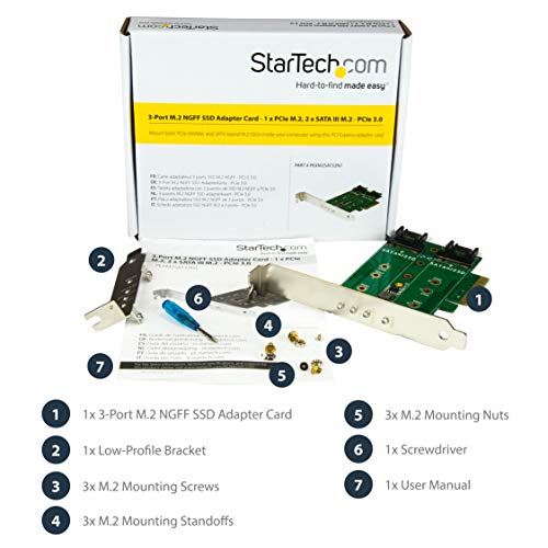 Image of StarTech 3-Port M.2 Adapter, 1x NVMe and 2x SATA III, LEDs (PEXM2SAT32N1)