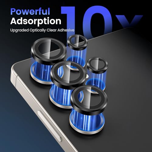 Image of Tensea (3+2 Pack Compatible with Samsung Galaxy S25 Ultra Camera Lens Protector, 9H Tempered Glass, Camera Cover, Screen Protector, Metal, Custom Ring, Installation Tray)