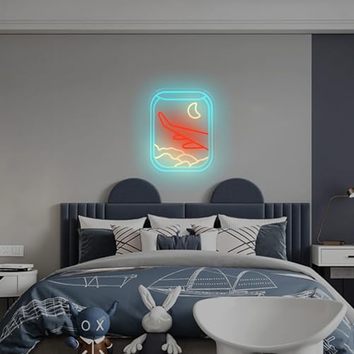 Image of Airplane Window View Neon Sign LED Neon Lights for Wall Decor, Bedroom, Living Room, Game Room, Party Decoration, Travel Theme Neon Light Sign for Home, Bar, Dorm, and Gift Ideas