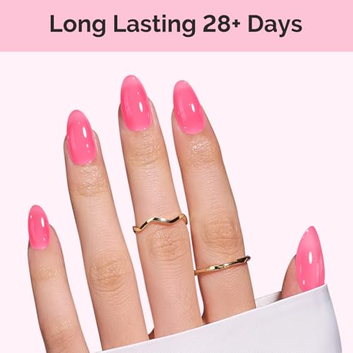 Image of MelodySusie Pink Gel Nail Polish, 0.5Fl.oz Jeweliver Jelly Gel Polish Neon Pink Jelly Rose Nails Sheer Soak Off UV LED Light Cure Gift for Women Girls Nail Art Manicure JIG14