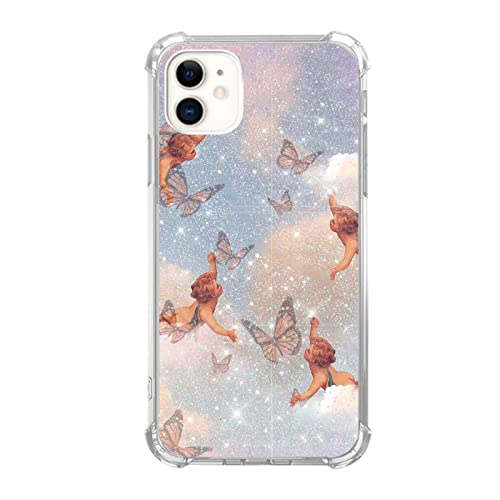 Butterfly And Angel Case Compatible With Iphone 12 And Iphone 12 Pro, Aesthetic Baby Angels Case For Iphone 12 And Iphone 12 Pro For Teens Men And Women, Trendy Cool Tpu Bumper Phone Case Cover #TOP25