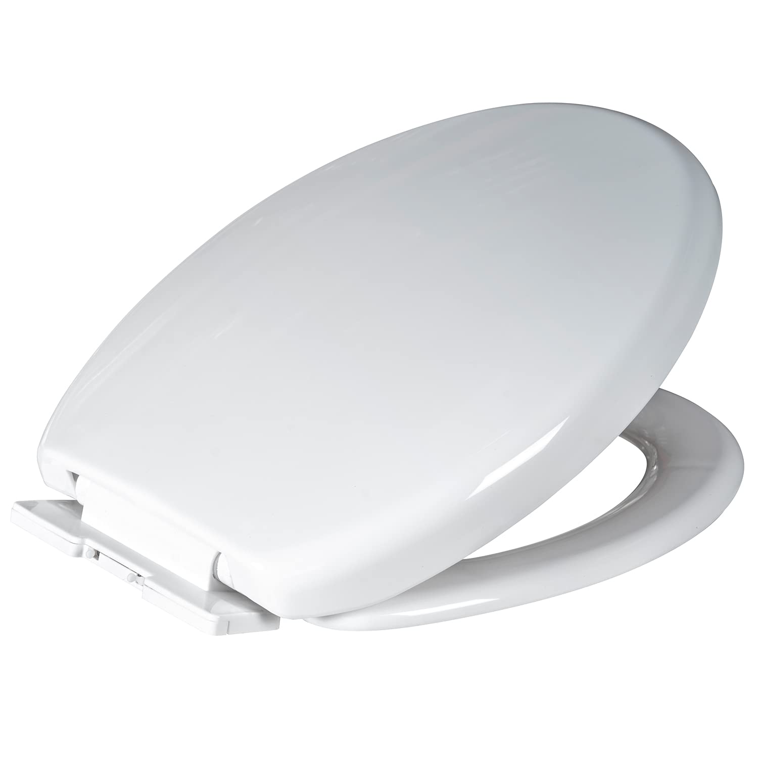 Soft Close White Plastic Seville Toilet Seat with Wrap Over Lid Top Fixing