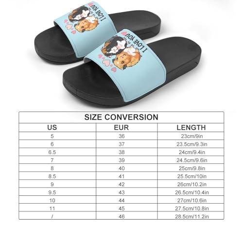 I Love You Guinea Pig Unisex Shower Shoes House Slippers Non-Slip Indoor Bathroom Shoes for Pool Beach 39 (245mm)2