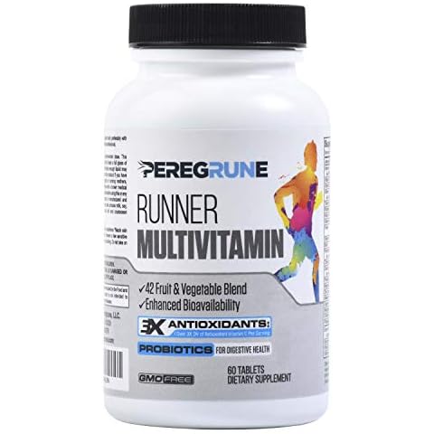 PEREGRUNE Runner Multivitamin – Engineered Vitamin with Antioxidants for Health/Running Recovery – Complete B Complex for Endurance, Energy – Probiotics, Whole Foods – Certified Running Supplements Cover