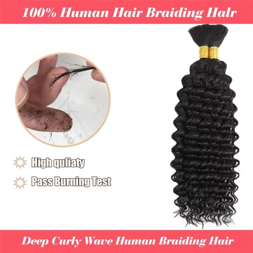 Splatanie włosów Włosy ludzkie do warkoczy 100g Bez osnowy Głębokie fale Ludzkie włosy wiązki do warkoczy Boho Kobieta(14inches)