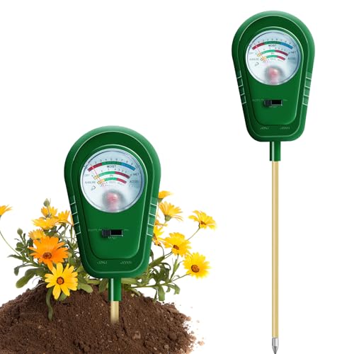 Bodentester, Boden-pH-Messer 3-in-1, Bodentest Messgerät für Feuchtigkeit, Fruchtbarkei und pH, Boden-Feuchtigkeitsmessgerät für Pflanzenerde, Garten, Bauernhof, Rasen, Keine Batterien erforderlich