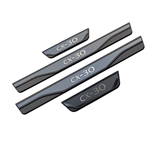 GZBFTDH Door Sill Scuff Plate Accessories Kit for Mazda CX-30 2020 2021 2022 2023 2024, Door Entry Guard Trim Cover Interior Accessory Kick Panels 4pcs Set