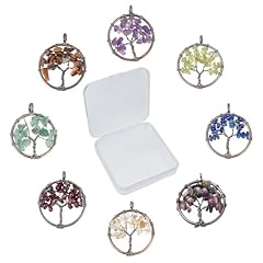 8pcs 8 Styles 29mm Tree of Life Charms Red Copper Color