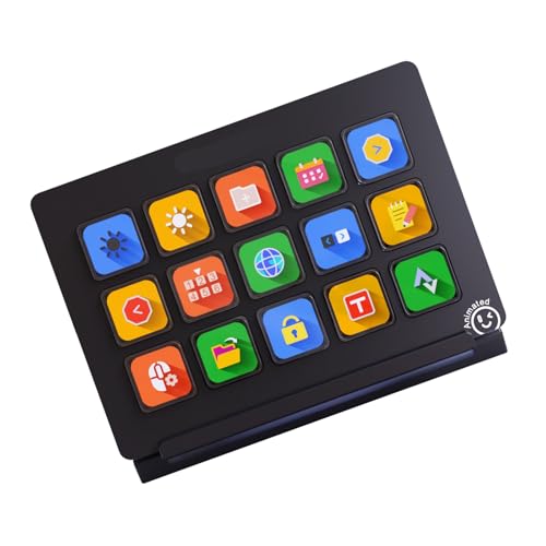 BUBEFSKD Teclado multifunción Stream Control Deck KI 15 teclas personalizables cambio de escena botón multimedia PC compatibilidad controlador de corriente cubierta