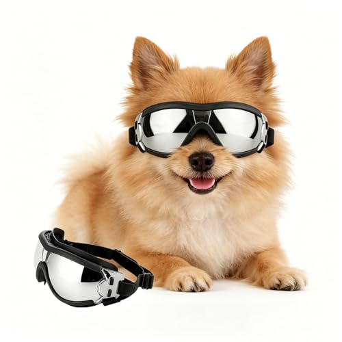 NAMSAN Dog Sunglasses for Small Dogs UV Protection Dog Goggles Small Breed Driving Sunglasses for Dogs Stick Head Out Car Window Windproof Dustproof Adjustable Black