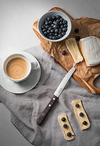 Tramontina Frühstücksmesser, Edelstahl, FSC Holzgriff, für Brotzeit, Vesper, Frühstück spülmaschinenfest, rostfrei