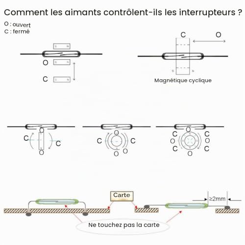 Gebildet 20pièces Mini Interrupteur à Lames en Verre Contact à Lames Normalement Ouvert (N/O) Interrupteur à Induction Magnétique (2mm ×10mm) avec 10pièces Feuille Magnétique Multi-Usage – vue 4