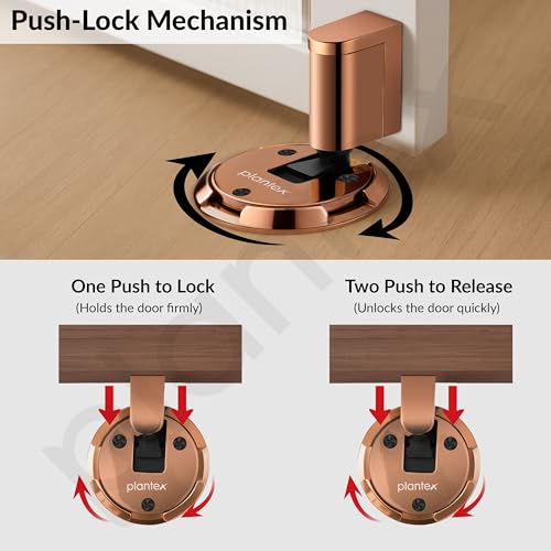 Image of Plantex Door Stopper for Home /Floor Mounted Doors Stopper /Door Stoppers for Hotel /Office /Stops for Door -Pack of 1 (Rose Gold)
