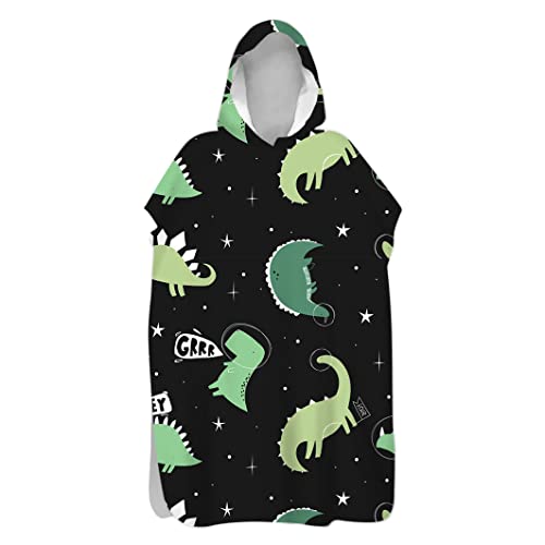 Treer Poncho Toalla con Capucha Adulto Natación Playa Verano Surf Albornoz para Cambiarse de Ropa Toalla de Microfibra Dinosaurio de Impresión Albornoces Nadar Playa Baño (E,75x145cm)