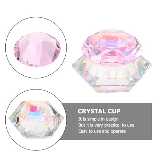 Cuenco de cristal para arte de uñas con tapa hexagonal miniatura 3