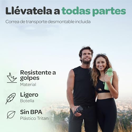 Miniatura 3 de Hydracy Botella De Agua Con Marcador De Tiempo - 1 L Botella De Agua Deportiva Sin Bpa - Botella De Gimnasio Antifugas Con Funda Antitranspirante E Colador De Infusión