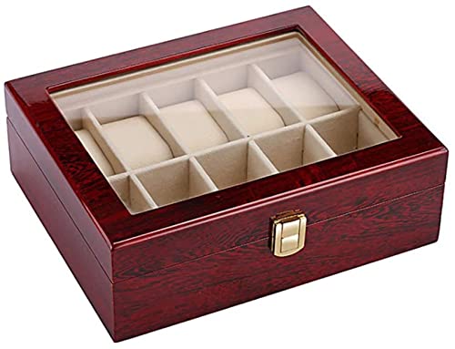 NBXLHAO Reloj Box Organize Caja Accesorios Accesorios Joyas Pre-Play Box Cuadro tragamonedas Aniversario de cumpleaños Regalo para Hombres Mujeres Red, 26.2x21.2x8.5cm Cajas de Reloj Cover