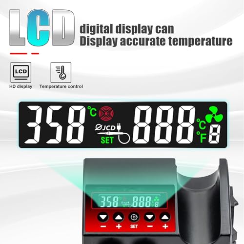 Stacja lutownicza z wyświetlaczem LCD, kalibracja temperatury, konwersja Celsjusza / Fahrenheita, automatyczny tryb uśpienia do pracy elektronicznej
