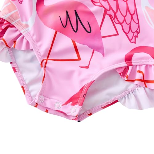 Image of UMELOK Baby Girls One Piece Swimsuit Infant Bathing Suit Long Sleeve Rash Guard Swimwear with UPF 50+ Sun Protection