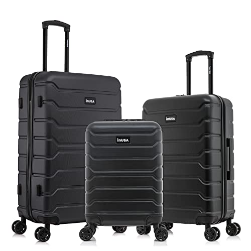 Image of InUSA TREND 3-Piece Hardside Spinner Luggage Set 20 /24 /28in Durable Black